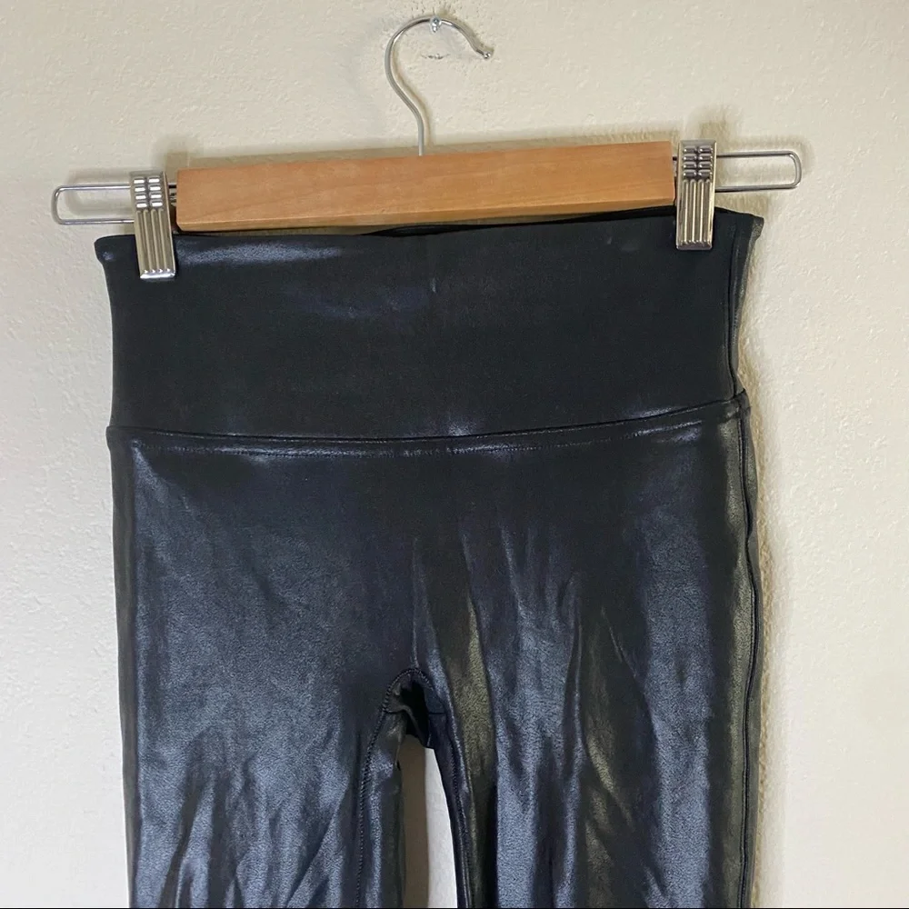 SPANX black faux leather leggings S - Picture 3 of 12